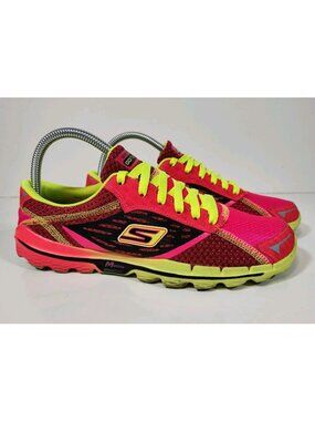 Skechers Go Run 2 Mstrike Running Shoes Womens 8.5 Pink Yellow Fluorescent 13555